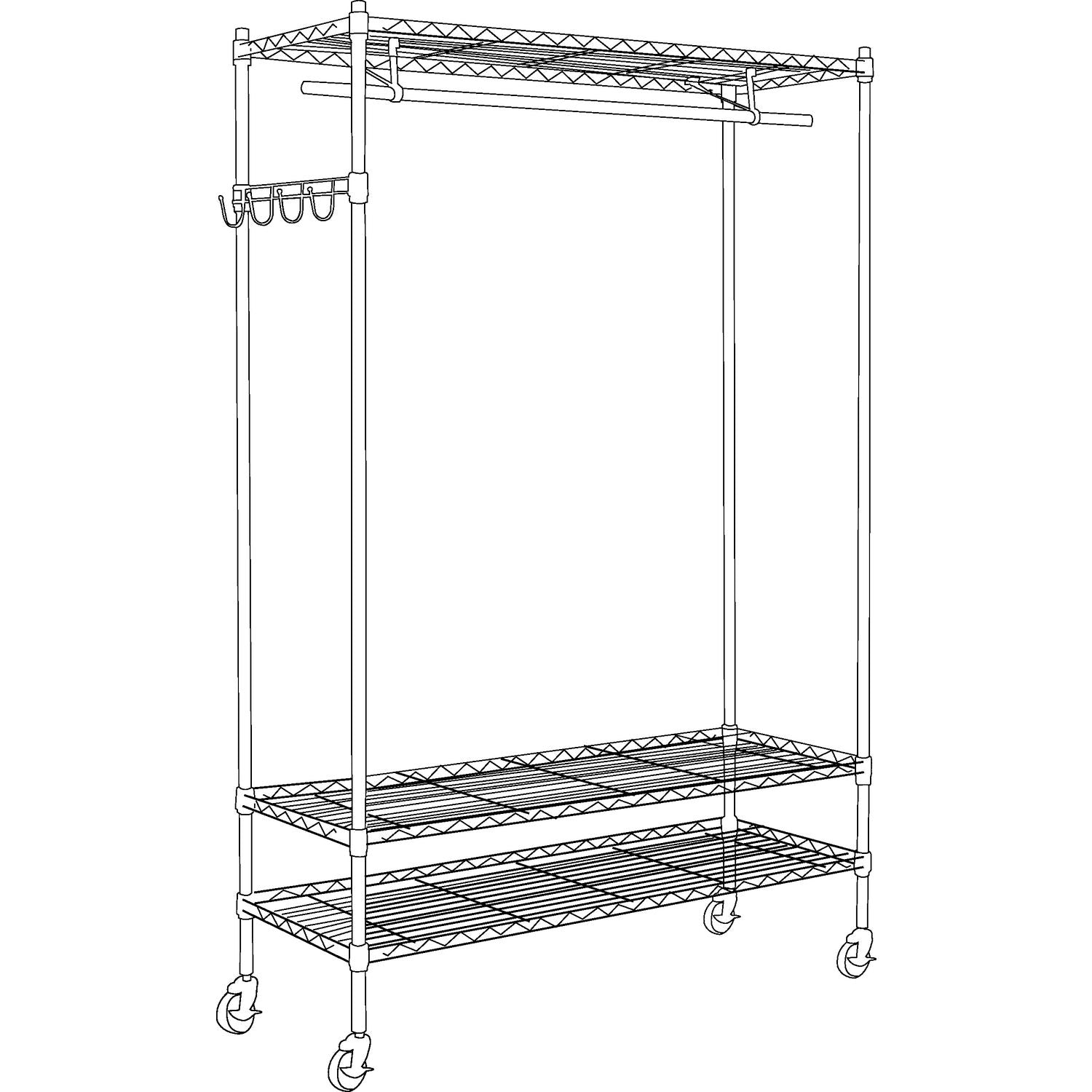 Alera® Wire Shelving Garment Rack, 40 Garments, 48w X 18d X 75h, Black