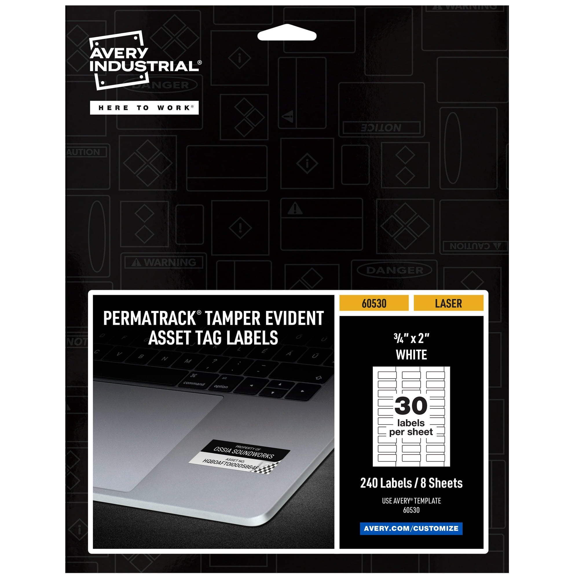 Tamper-Evident Asset Tag Labels | White | 240/pk