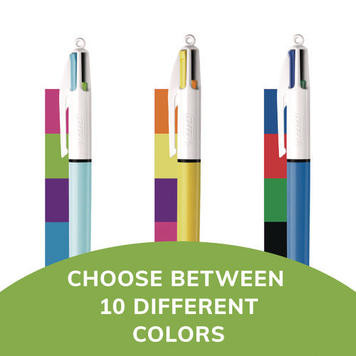 BIC® 4-Color Multi-Color Ballpoint Pen, Retractable, Medium 1 mm, Assorted Ink and Barrel Colors, 3/Pack