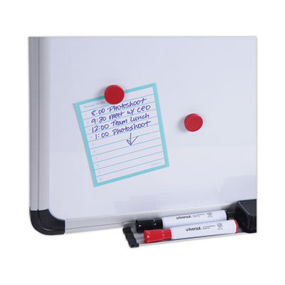 Universal® Deluxe Porcelain Magnetic Dry Erase Board, 36" x 24", White Surface, Silver/Black Aluminum Frame
