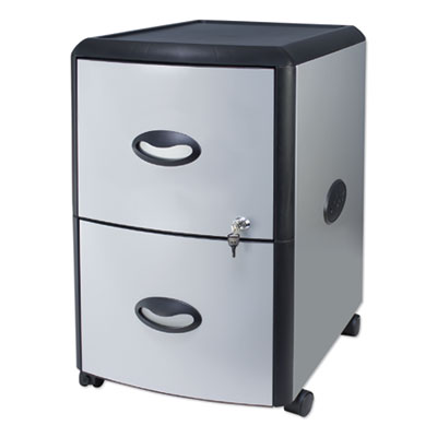 Mobile Filing Cabinet | 2-Drawer, Silver/Black