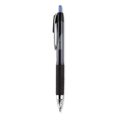 uniball® Signo 207 Gel Pen, Retractable, Bold 1 mm, Blue Ink, Smoke/Black/Blue Barrel, Dozen