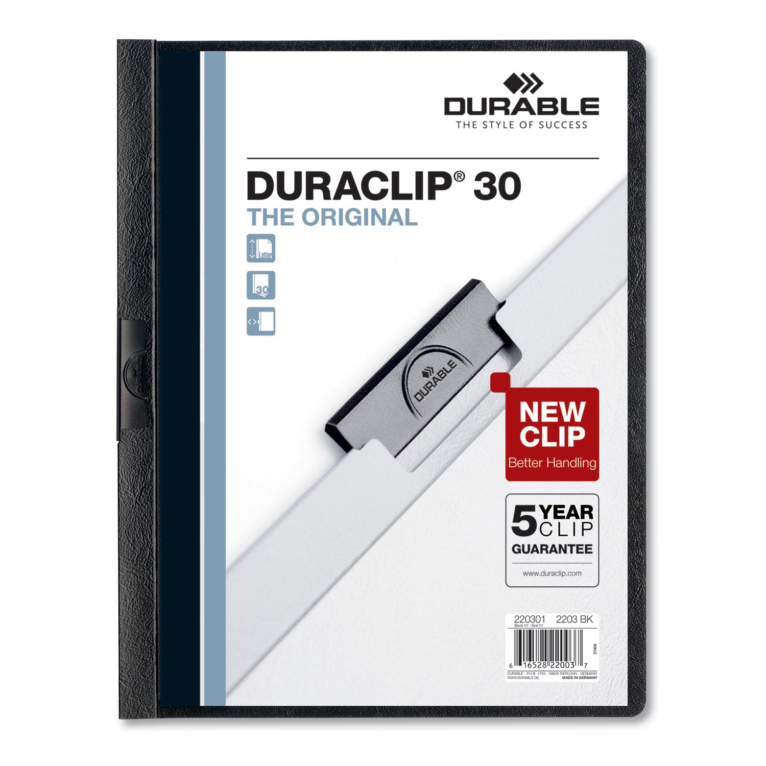 Duraclip Report Cover | Clear/Black, 25/Box