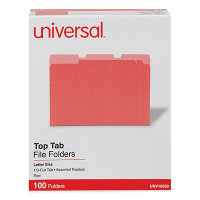 Universal Deluxe Colored Top Tab File Folders | Red