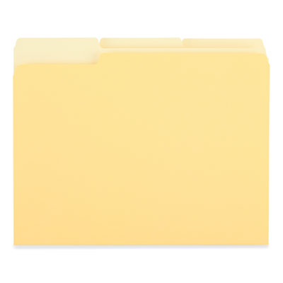 Universal® Deluxe Colored Top Tab File Folders, 1/3-Cut Tabs: Assorted, Letter Size, Yellow/Light Yellow, 100/Box