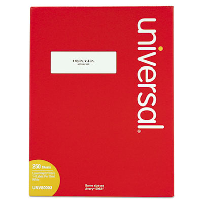 Universal White Labels | 1.33x4, 250 Sheets/Bx