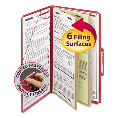 Six-Section Pressboard Classification Folders|Red