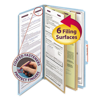 Six-Section Pressboard Classification Folders|Blue