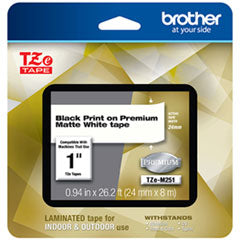 Brother Tze Premium Laminated Tape | Black/White