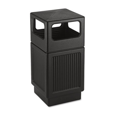 Safco® Canmeleon Recessed Panel Receptacles, Side-Open, 38 gal, Polyethylene, Black