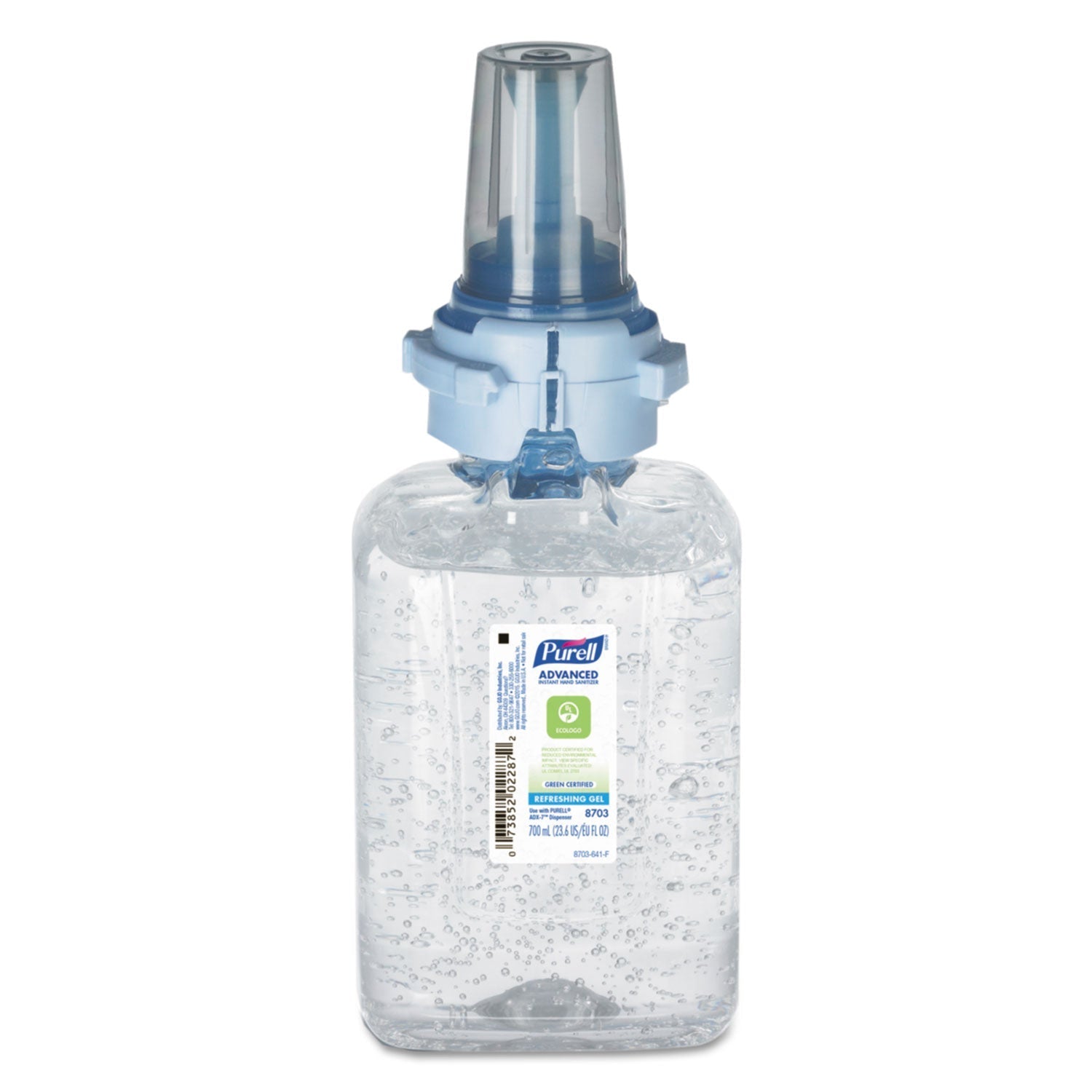 PURELL® Advanced Hand Sanitizer Green Certified Gel Refill, For ADX-7 Dispensers, 700 mL, Fragrance-Free, 4/Carton