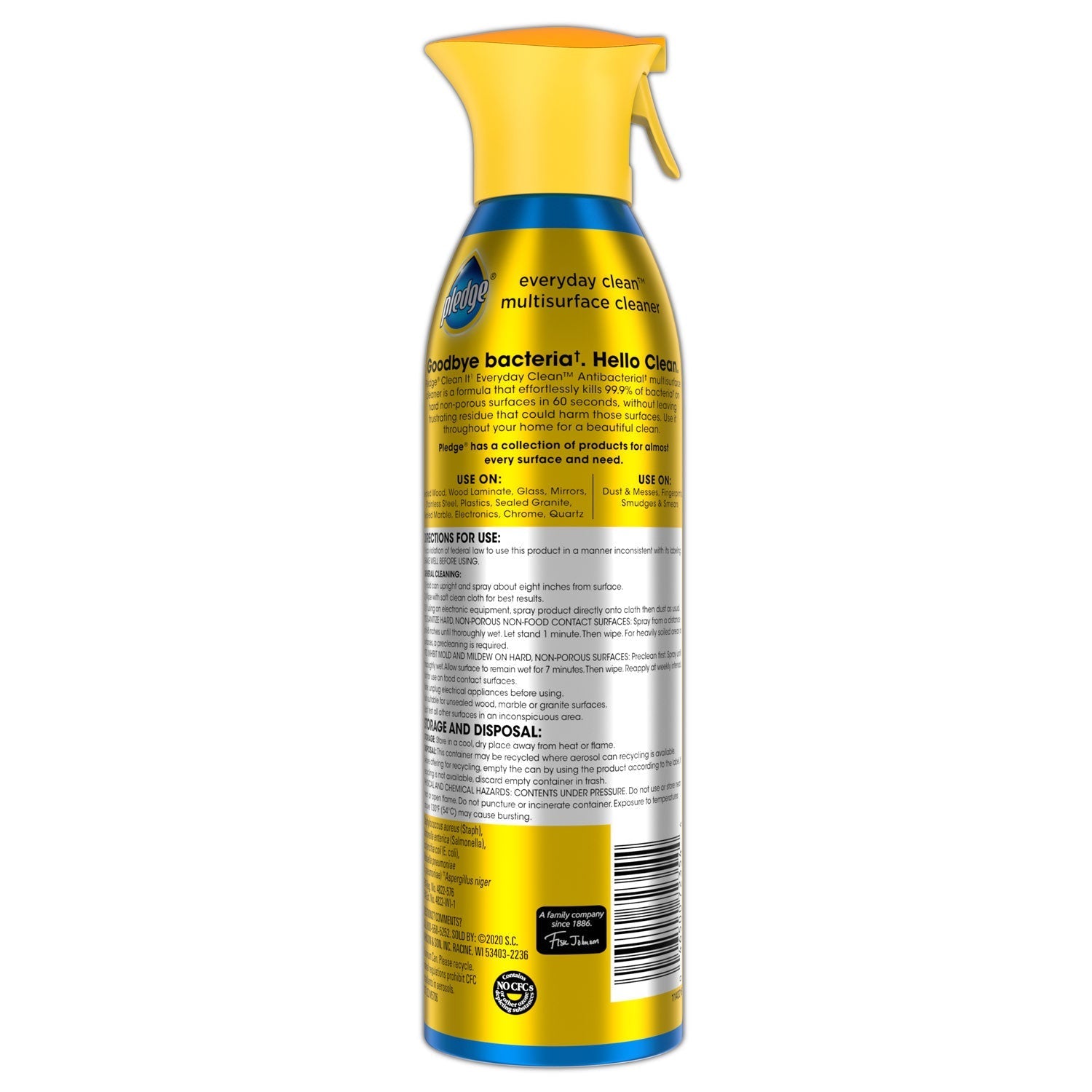 Pledge® Multi Surface Antibacterial Everyday Cleaner, 9.7 Oz Aerosol Spray, 6/carton