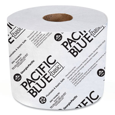 Georgia Pacific® Professional Pacific Blue Basic High-Capacity Bathroom Tissue, Septic Safe, 1-Ply, White, 1,500/roll, 48/carton