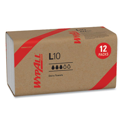 WypAll® L10 SANI-PREP Dairy Towels, Banded, 2-Ply, 9.3 x 10.5, Unscented, White, 200/Pack, 12 Packs/Carton