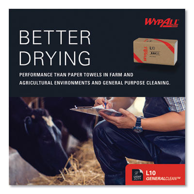 WypAll® L10 SANI-PREP Dairy Towels, Banded, 2-Ply, 9.3 x 10.5, Unscented, White, 200/Pack, 12 Packs/Carton - Bloom Skins