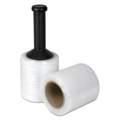 Universal® Unstretched Handwrap Film with Reusable Handle-Style Dispenser, 5" x 1,000 ft, 20 mic (80-Gauge), Clear, 12/Carton