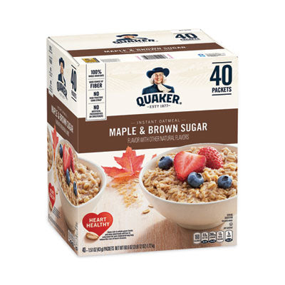 Quaker® Instant Oatmeal, Maple and Brown Sugar, 1.51 oz Packet, 40/Carton