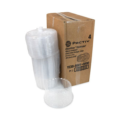 Pactiv Evergreen Plastic Cake Container, Deep 8" Cake Container, 9.25" Diameter x 5" h, Clear, 100/Carton - Bloom Skins