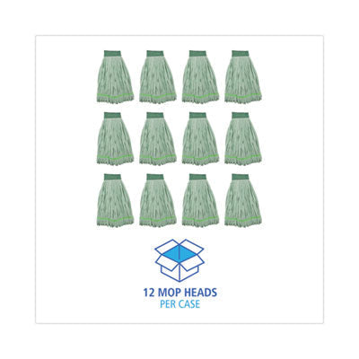 Boardwalk® Microfiber Looped-End Wet Mop Head, Large, Green, 12/carton