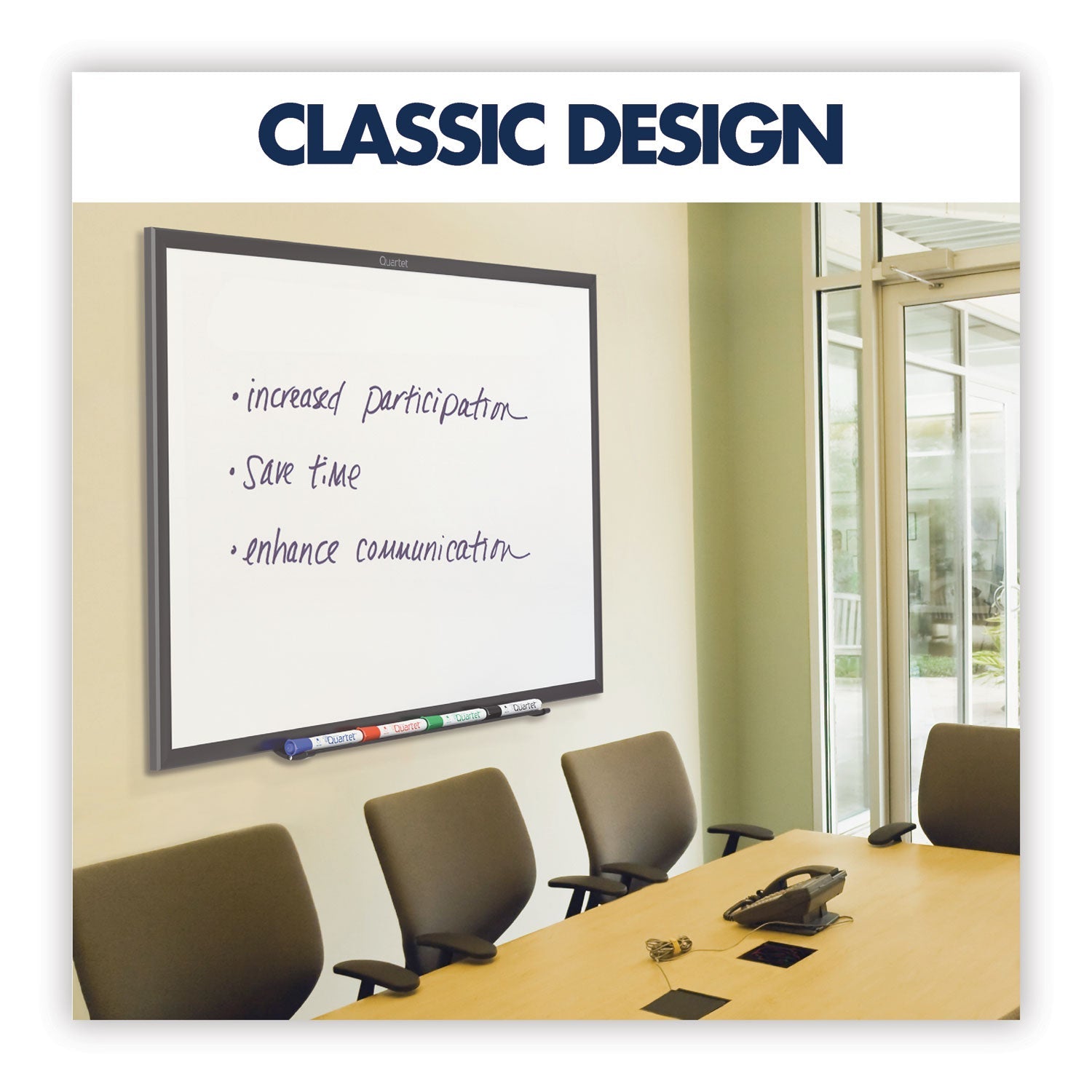 Quartet® Classic Series Total Erase Dry Erase Boards, 60" x 36", White Surface, Black Aluminum Frame