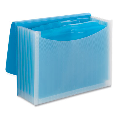 Smead Poly Expanding Folders, 12 Sections, Cord/Hook Closure, 1/6-Cut Tabs, Letter Size, Teal/Clear - Bloom Skins