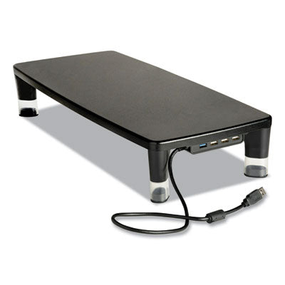 3M™ Monitor Stand Ms100b, 21.6 X 9.4 X 2.7 To 3.9, Black/clear, Supports 33 Lb