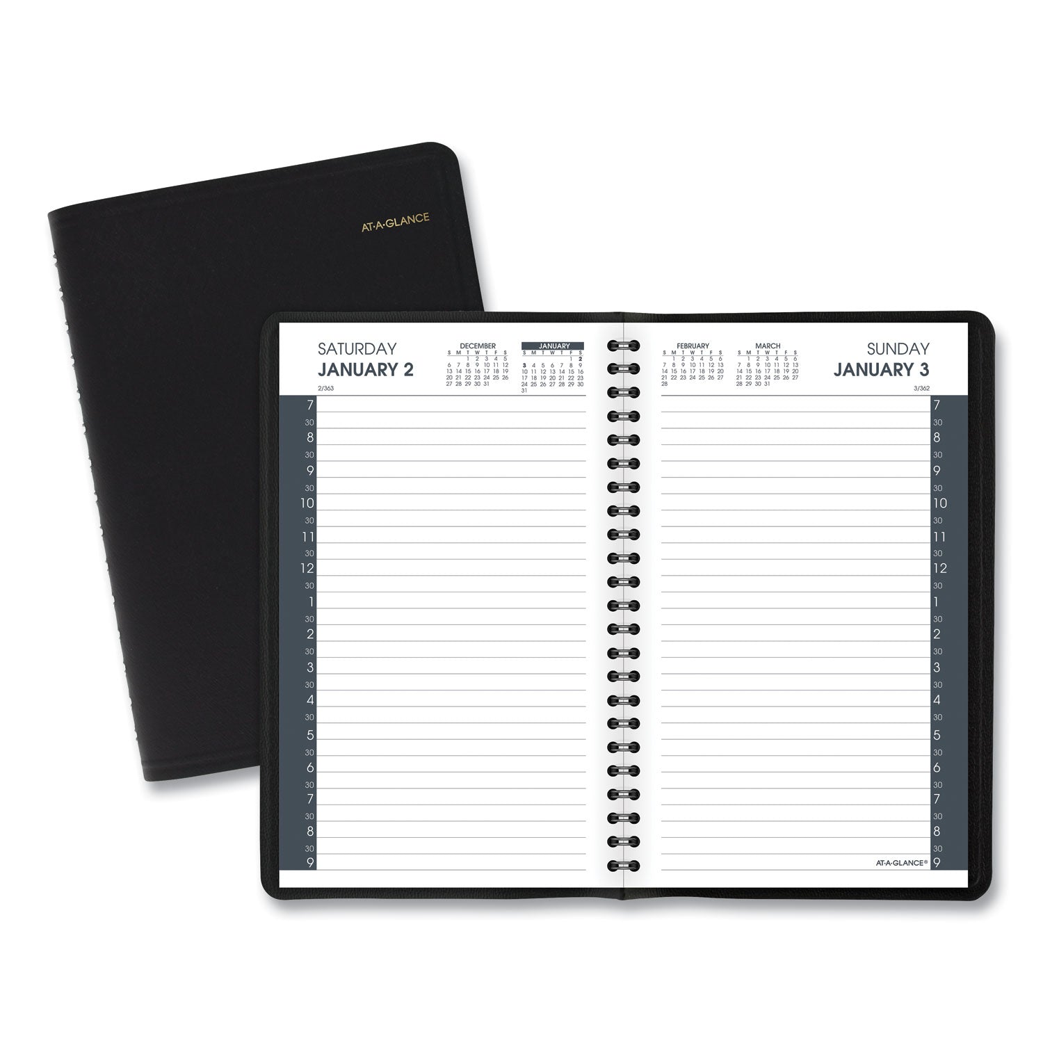 Daily Appointment Book | 30-Min, Black, 2025