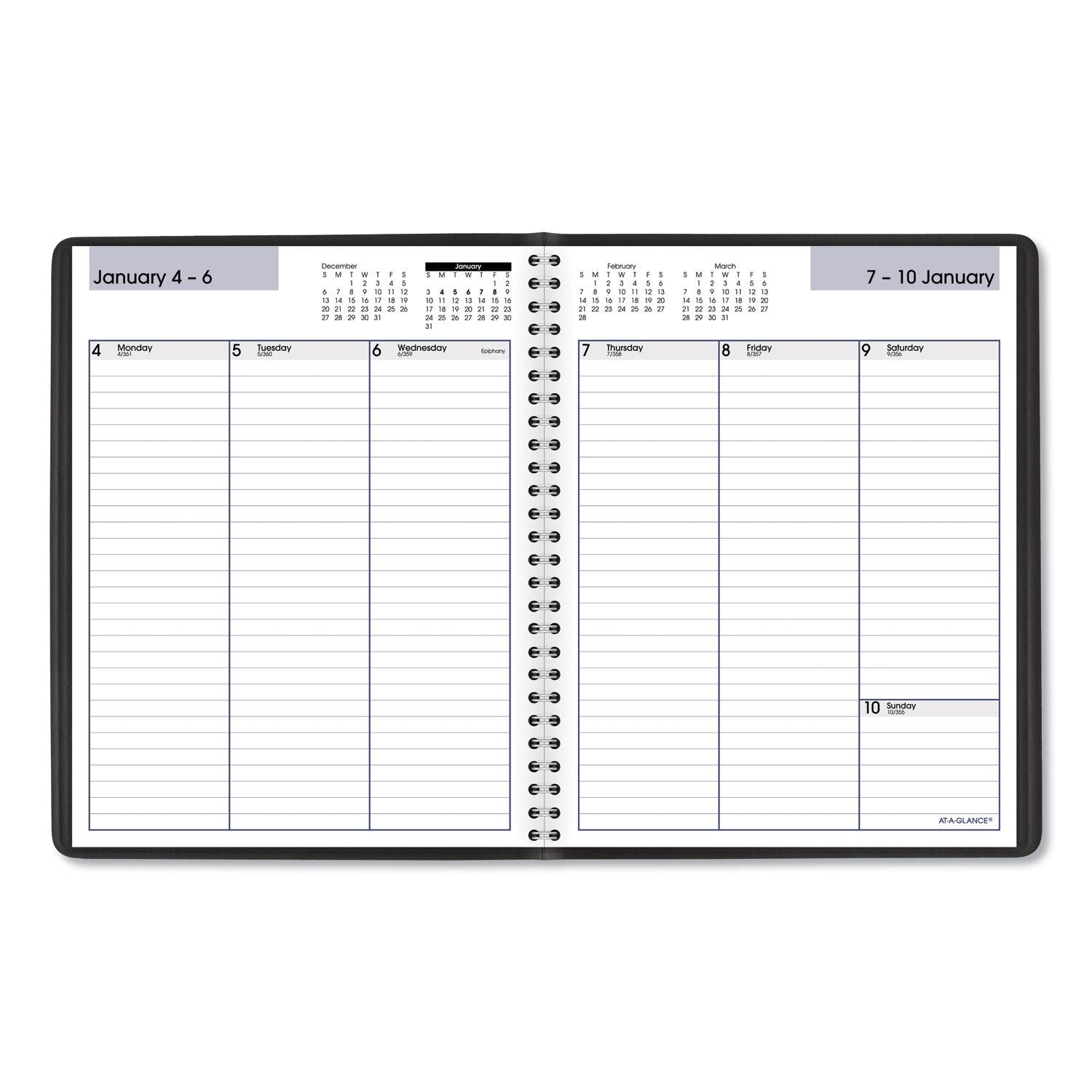 AT-A-GLANCE® DayMinder Weekly Planner, Vertical-Column Format, 8.75 x 7, Black Cover, 12-Month (Jan to Dec): 2025