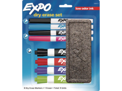 EXPO® Low-Odor Dry Erase Marker Set, Assorted Tip Types, Assorted Colors