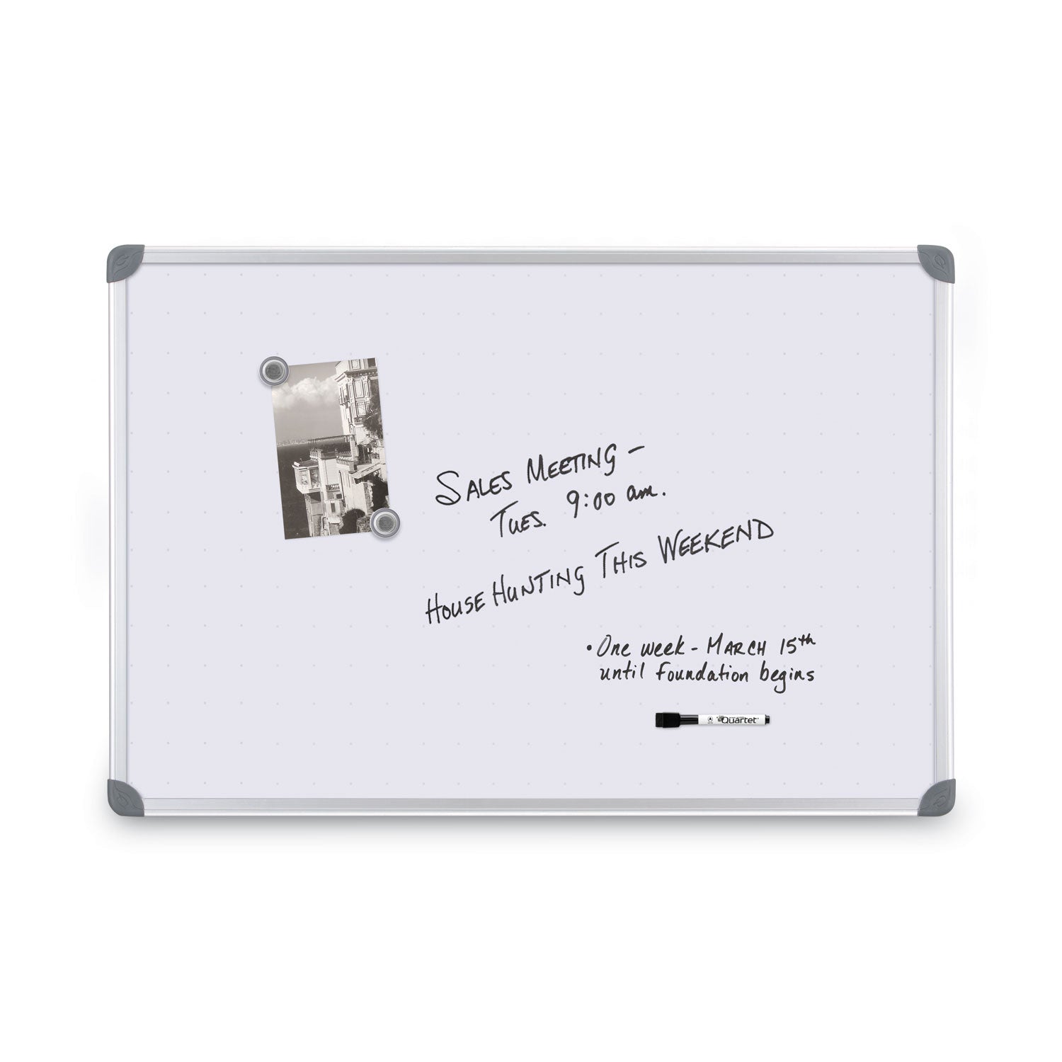 Quartet® Euro-Style Magnetic Dry-Erase Aluminum Frame Boards, 36" x 24", White Surface, Satin Aluminum Frame