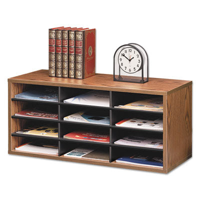 Particle Board Desktop Sorter | 12 Comp, M. Oak
