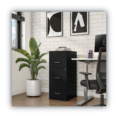 Alera® Soho Vertical File Cabinet, 3 Drawers: File/file/file, Letter, Black, 14" X 18" X 34.9"