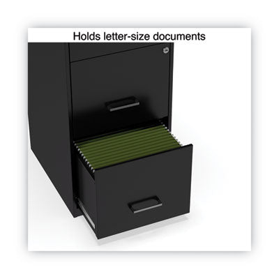 Alera® Soho Vertical File Cabinet, 3 Drawers: File/file/file, Letter, Black, 14" X 18" X 34.9"