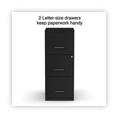 Alera® Soho Vertical File Cabinet, 3 Drawers: File/file/file, Letter, Black, 14" X 18" X 34.9"