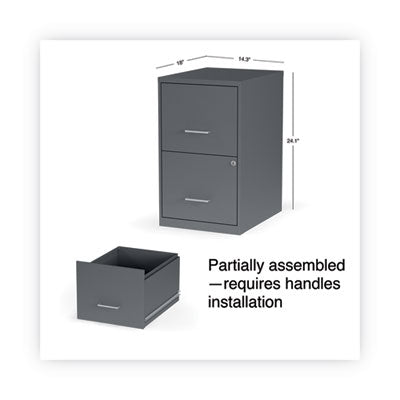 Alera® Soho Vertical File Cabinet, 2 Drawers: File/file, Letter, Charcoal, 14" X 18" X 24.1"