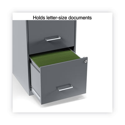 Alera® Soho Vertical File Cabinet, 2 Drawers: File/file, Letter, Charcoal, 14" X 18" X 24.1"