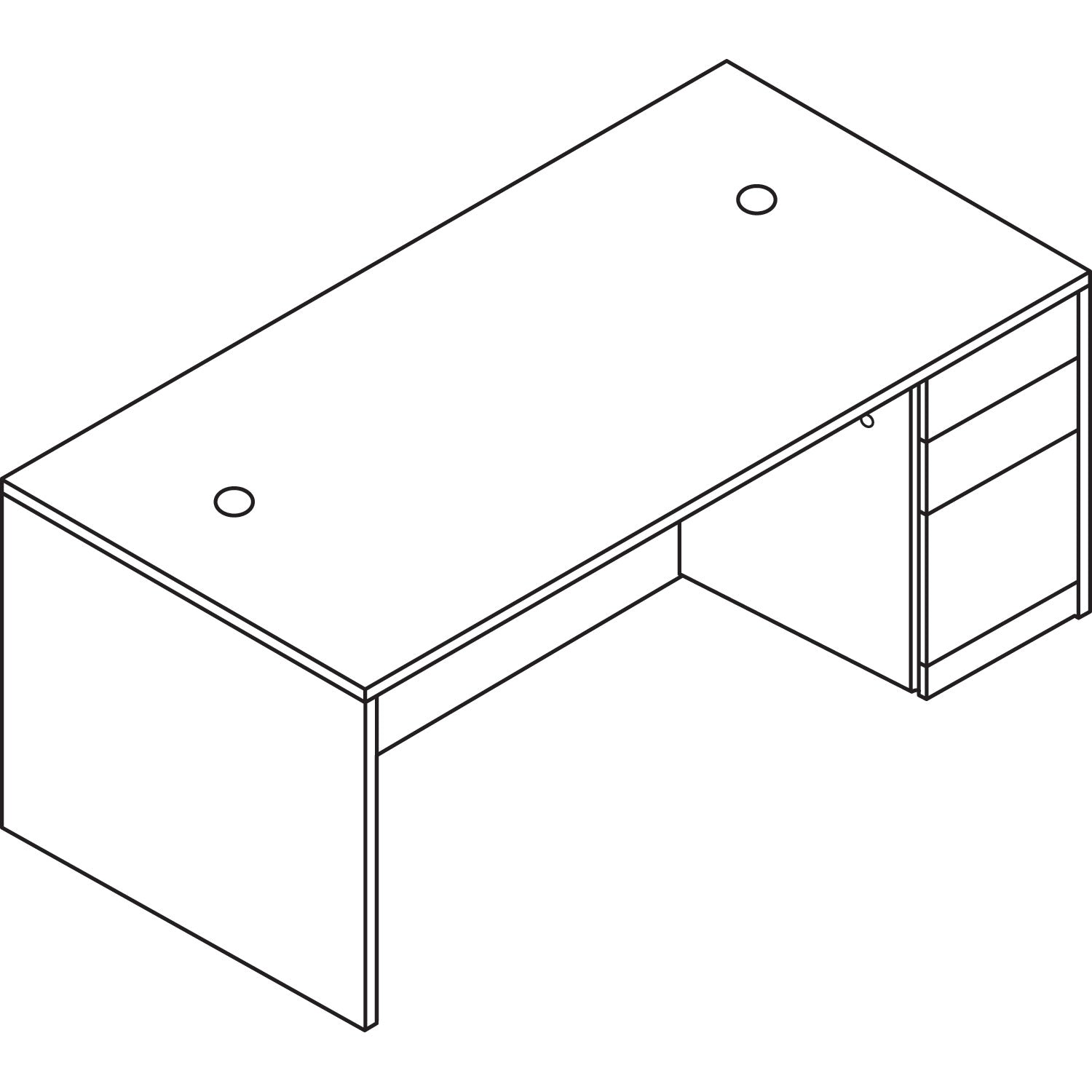 HON® 10500 Series "l" Workstation Right Pedestal Desk With Full-Height Pedestal, 72" X 36" X 29.5", Harvest