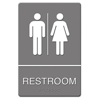 Ada Sign, Restroom Symbol | 6x9, Gray