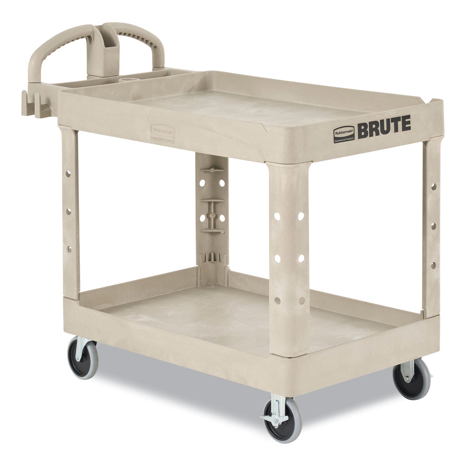 BRUTE Heavy-Duty Utility Cart | 2-Shelves, Beige