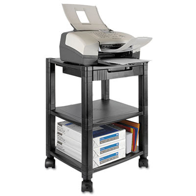 Height-Adjustable Deskside Printer Cart | Black
