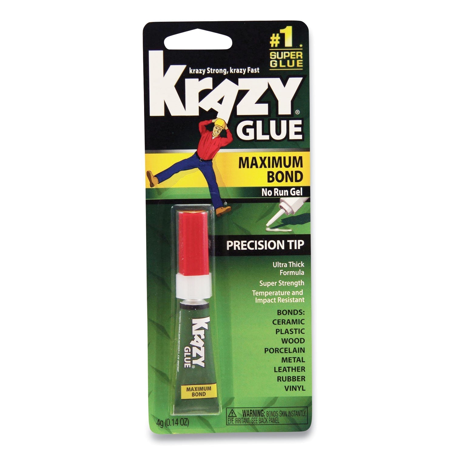 Krazy Glue® Maximum Bond Krazy Glue, Precision Tip, 0.14 Oz, Dries Clear
