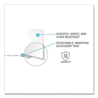 Ghent Magnetic Porcelain Whiteboard with Aluminum Frame, 144.59" x 60.47", White Surface, Satin Aluminum Frame