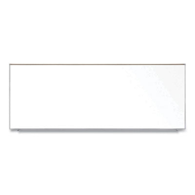Ghent Magnetic Porcelain Whiteboard with Aluminum Frame and Maprail, 144.59" x 60.47", White Surface, Satin Aluminum Frame