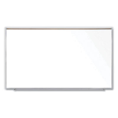 Ghent Magnetic Porcelain Whiteboard with Aluminum Frame and Maprail, 96.53" x 60.47", White Surface, Satin Aluminum Frame