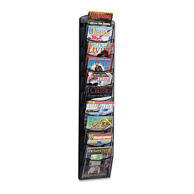 Safco® Onyx Mesh Literature Rack, Ten Compartments, 10.25w X 3.5d X 50.75h, Black