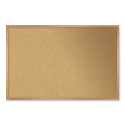 Ghent Natural Cork Bulletin Board with Wood Frame, 46.5" x 36", Tan Surface, Oak Finished Wood Frame