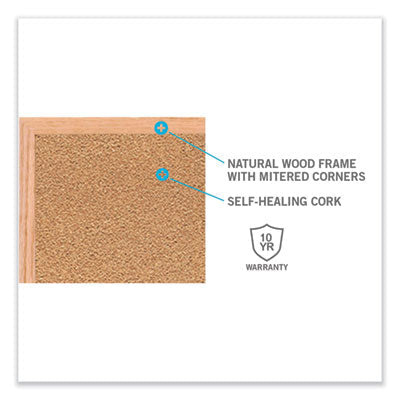 Ghent Natural Cork Bulletin Board with Wood Frame, 46.5" x 36", Tan Surface, Oak Finished Wood Frame