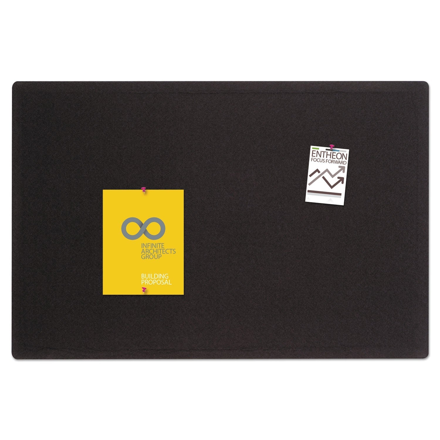 Quartet® Oval Office Fabric Board, 36" x 24", Black Surface