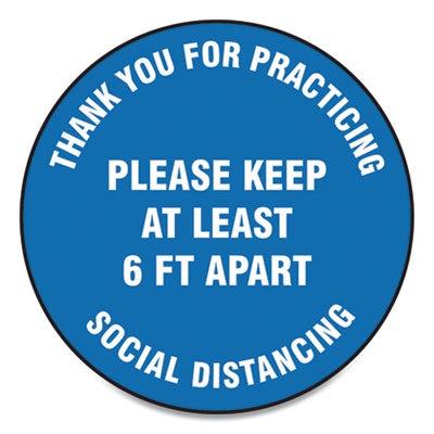 Social Distance Floor Signs | Thank You | 17" Blue