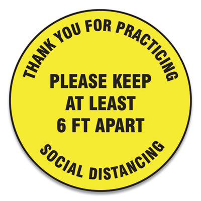 Social Distance Floor Signs | Thank You | 17" Yellow